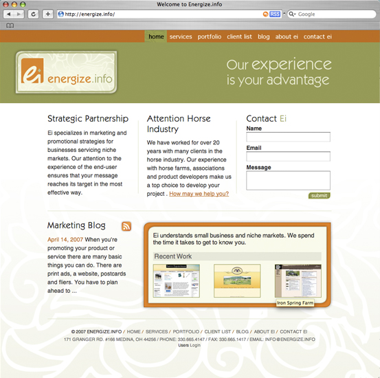 Energize.info, 2007 Web Site Redesign