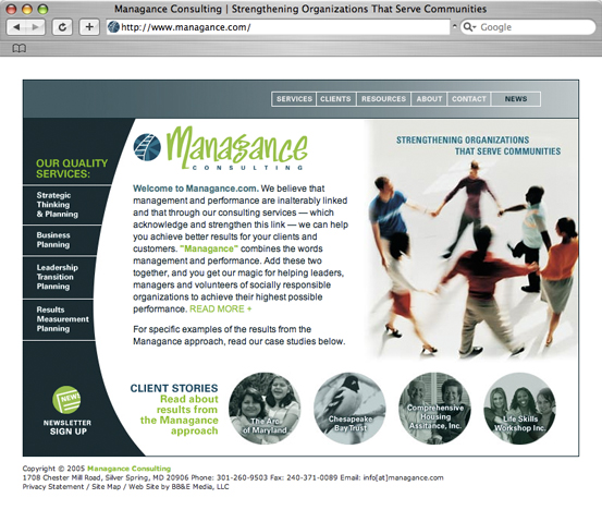 Managance Consulting, 2005 Web Site Redesign
